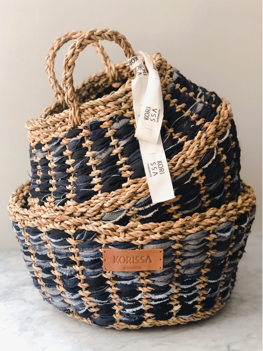 Daya Denim Foldable Basket - BagLunchproduct,corp