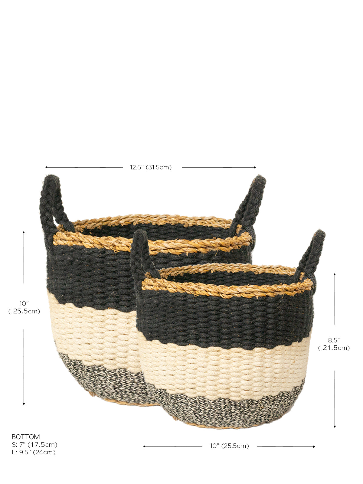 Ula Stripe Basket - Black - BagLunchproduct,corp